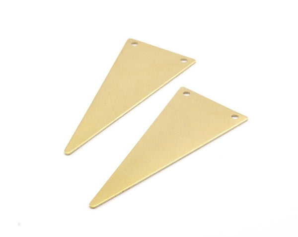 Triangle Necklace Charm, 10 Raw Brass Triangle Charms 2 Holes (54x23x0.70mm)   C006