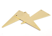 Triangle Necklace Charm, 10 Raw Brass Triangle Charms 2 Holes (54x23x0.70mm)   C006