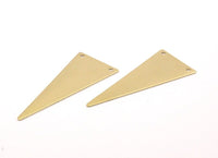 Triangle Necklace Charm, 10 Raw Brass Triangle Charms 2 Holes (54x23x0.70mm)   C006