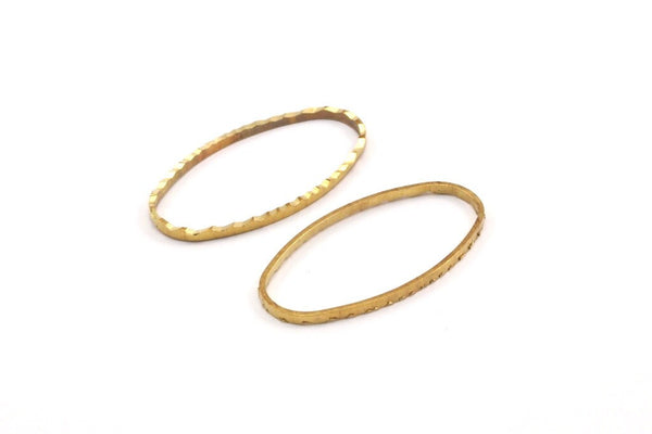 Brass Oval Ring , Raw Brass Oval Faceted Ring, Connector, Charms  (30x15x1mm) N0530