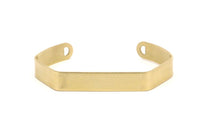 Brass Bracelet Blank - 4 Raw Brass Cuff Bracelet Blank Bangle With 2 D Shaped Holes  (145x8x1mm) BRC 246