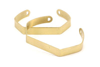 Brass Bracelet Blank - 4 Raw Brass Cuff Bracelet Blank Bangle With 2 D Shaped Holes  (145x8x1mm) BRC 246