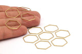 Hexagon Ring Charm, 50 Raw Brass Hexagon Shaped Ring Charms (20x0.80mm) BS 1175