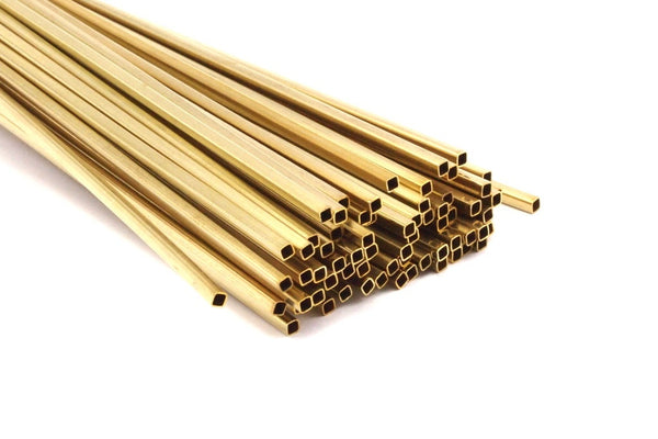 Brass Himmeli Tubes, 24 Raw Brass Himmeli Diy Square Tubes , For Air Plants , Geometric Shapes Customize Size