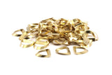 Brass Half Circle  - 24 Raw Brass Semi Circle Thick Cut Connectors (8x16x0.4x2x15mm) D0113