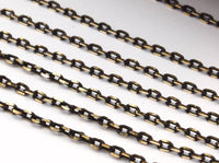 Cable Chain, Brass Chain, 10 M (2x3mm) Brass Tiny Faceted Soldered Flat Cable Chain - ( Z149)
