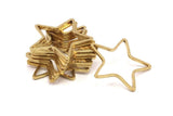 Brass Star Charm, 50 Raw Brass Open Star Charms (21x0.8mm) BS 1077