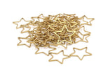Brass Star Charm, 50 Raw Brass Open Star Charms (21x0.8mm) BS 1077