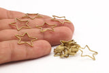 Brass Star Charm, 50 Raw Brass Open Star Charms (21x0.8mm) BS 1077