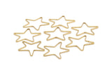 Brass Star Charm, 50 Raw Brass Open Star Charms (24x0.8x0.6mm) BS 1078