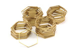 Hexagon Ring Charm, 50 Raw Brass Hexagon Shaped Ring Charms (25x0.6x0.9mm) BS 1206
