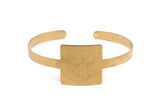 Square Bar Bracelet Open End, 2 Raw Brass Square Blank Bracelets with One Hole for Charms BRC153