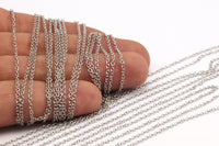 Silver Soldered Chain, Silver Tone Soldered Brass Chain (1.5x2mm) Mb 8-40