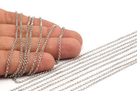 Soldered Chain, Silver Rolo Chain, Silver Tone Soldered Rolo Brass Chain (1.8mm) Mb 8-21