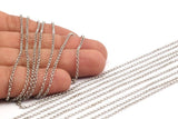 Soldered Chain, Silver Rolo Chain, Silver Tone Soldered Rolo Brass Chain (1.8mm) Mb 8-21