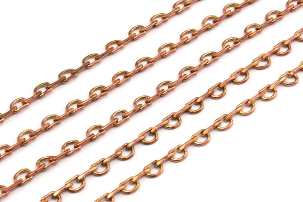 Copper Tone Chain, D Chain, Raw Red Brass Soldered Chain (2.40mm) MB 8-32