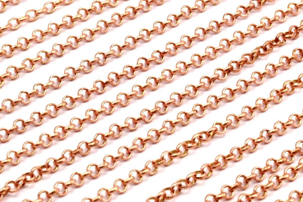 Red Brass Rolo Chain, Soldered Copper Rolo Chain (2.5mm) Mb 8-18
