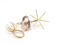 Claw Ring Blanks - 10 Raw Brass  6 Claws Ring Blanks for Natural Stones N0054