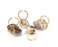Claw Ring Blanks - 10 Raw Brass  6 Claws Ring Blanks for Natural Stones N0054