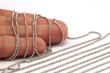 Silver Ball Chain, 3 Meters - 9.9 Feet (1.5mm) Silver Tone Brass Faceted Ball Chain - W71