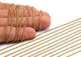 1.5mm Ball Chain, 10 Meters - 33 Feet  (1.5mm) Raw Brass Ball Chain ( Z019 )