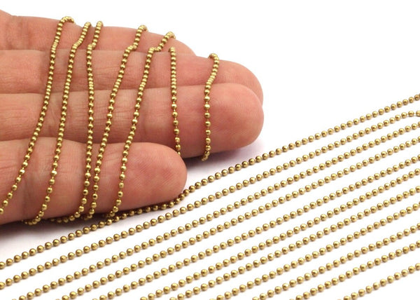 1.5mm Ball Chain, 10 Meters - 33 Feet  (1.5mm) Raw Brass Ball Chain ( Z019 )