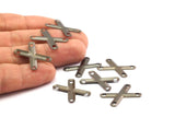 X Geometric Connector, 15 Antique Brass X shape with 4 Holes Connectors, Charms, Geometric Findings  (23x16mm)  K146