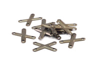 X Geometric Connector, 15 Antique Brass X shape with 4 Holes Connectors, Charms, Geometric Findings  (23x16mm)  K146
