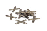X Geometric Connector, 15 Antique Brass X shape with 4 Holes Connectors, Charms, Geometric Findings  (23x16mm)  K146
