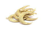 Brass Moon Charm, Raw Brass Textured Horn Charms, Pendant, Jewelry Finding (36x10.55x3.65mm)  N0206