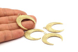 Brass Moon Charm, Raw Brass Textured Horn Charms, Pendant, Jewelry Finding (36x10.55x3.65mm)  N0206