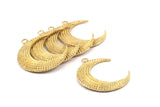 Brass Moon Charm, Raw Brass Textured Horn Charms, Pendant, Jewelry Finding (36x10.55x3.75mm) N0205