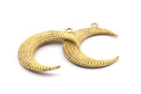 Brass Moon Charm, Raw Brass Textured Horn Charms, Pendant, Jewelry Finding (36x10.55x3.75mm) N0205