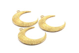 Brass Moon Charm, Raw Brass Textured Horn Charms, Pendant, Jewelry Finding (36x10.55x3.75mm) N0205