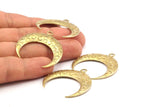 Brass Moon Charm, Raw Brass Textured Horn Charms, Pendant, Jewelry Finding (36x11x3.50mm)  N0240
