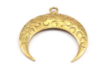 Brass Moon Charm, Raw Brass Textured Horn Charms, Pendant, Jewelry Finding (36x11x3.50mm)  N0240
