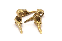 Bird Skull Charm, Raw Brass Bird Skull Necklace Pendants, (32x11x10mm) N0492