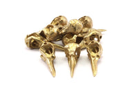 Bird Skull Charm, Raw Brass Bird Skull Necklace Pendants, (32x11x10mm) N0492