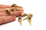 Bird Skull Charm, Raw Brass Bird Skull Necklace Pendants, (32x11x10mm) N0492