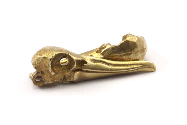 Bird Skull Charm, Raw Brass Bird Skull Necklace Pendants with 1 Loop (34x10x9mm) N0487