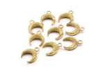 Brass Moon Charm, Raw Brass Textured Horn Charms, Pendant, Jewelry Finding (12x4x4mm) N0306
