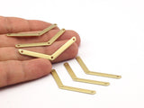 Brass Chevron Pendant, 12 Raw Brass Chevrons  With 3 Holes (4x49x0.80mm) N0529