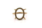 Claw Ring Blank, Raw Brass Oval Ring Settings With 4 Claws, Ring Blanks N0106-17.5