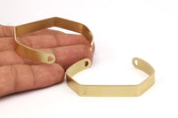 Brass Bracelet Blank - 4 Raw Brass Cuff Bracelet Blank Bangle With 2 D Shaped Holes  (145x8x1mm) BRC 246