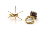 Brass Claw Rings, Raw Brass Adjustable Ring With 6 Claw For Natural Stones N0116