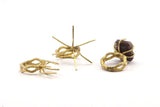 Brass Claw Rings, Raw Brass Adjustable Ring With 6 Claw For Natural Stones N0116