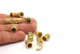 6mm Leather Cord Caps, Raw Brass Leather Cord Ends, Hook Ends for 6mm Leather Cord (16x14x10mm) N0310