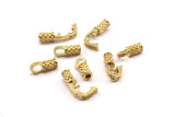 Leather Hook Caps, Raw Brass Leather Cord Ends for 2mm Leather Cords, Hook Ends (15x12x4mm) N0307