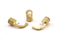 Leather Hook Caps, Raw Brass Leather Cord Ends, Hook Ends for 5mm Leather Cord (17x14x8mm) N0311