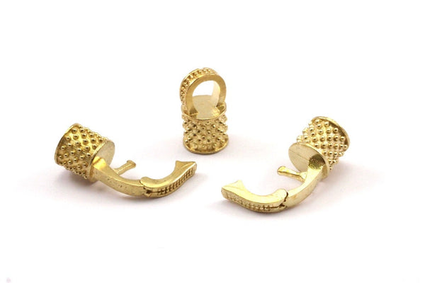 Leather Hook Caps, Raw Brass Leather Cord Ends, Hook Ends for 5mm Leather Cord (17x14x8mm) N0311